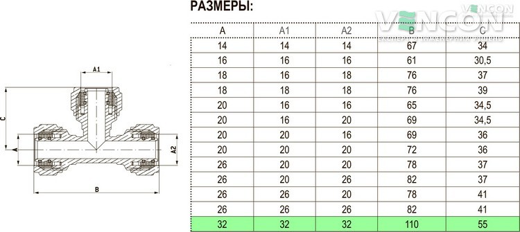 Тройник Bonomi 32x32x32 (3931323232) цена 1549 грн - фотография 2
