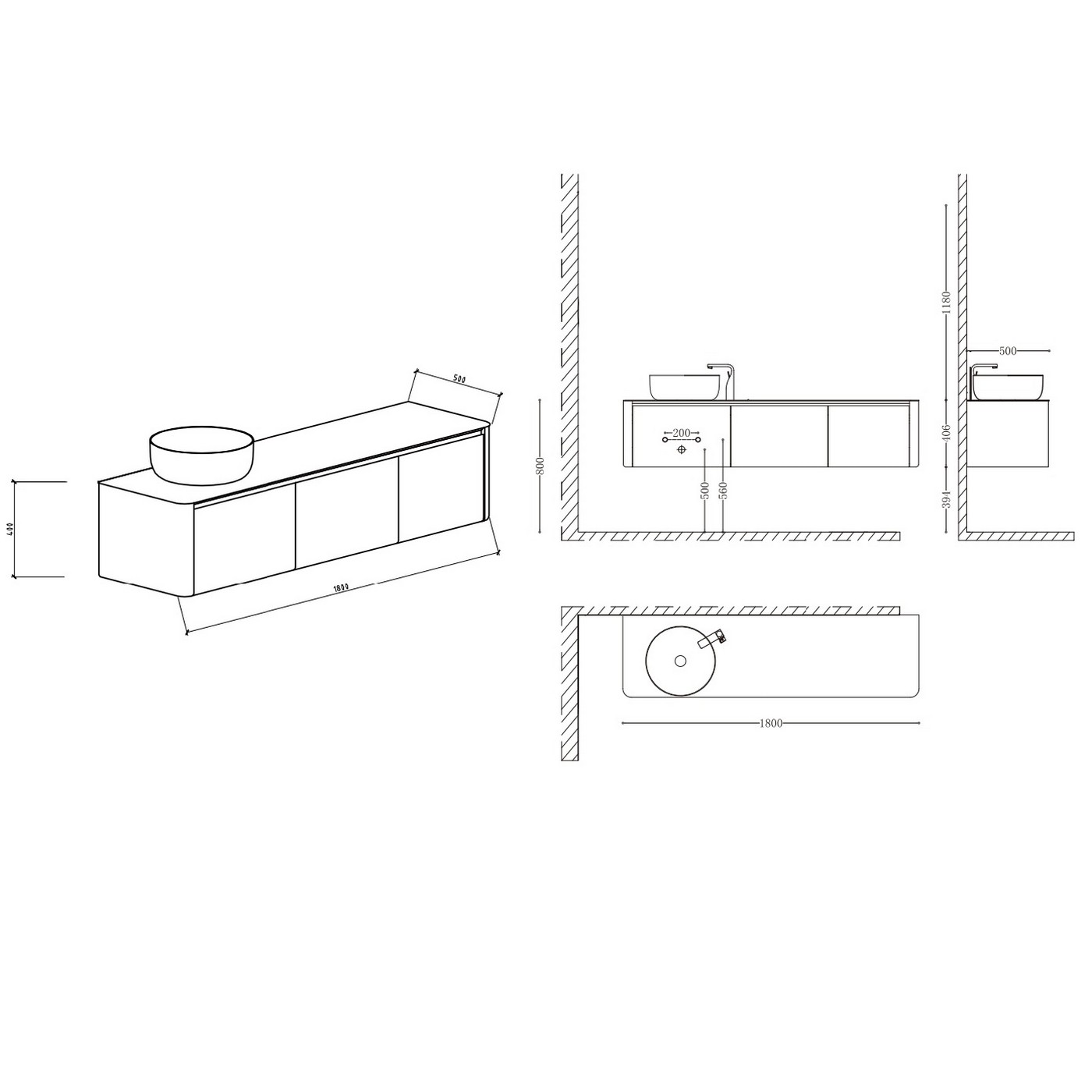 в продажу Тумба з умивальником Devit Linea 0025144W - фото 3