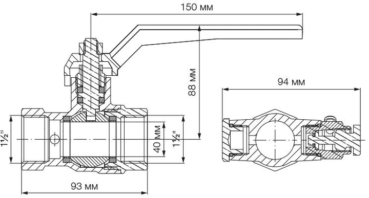 Bonomi 7615 1 1/2" (76150211R) Габаритні розміри