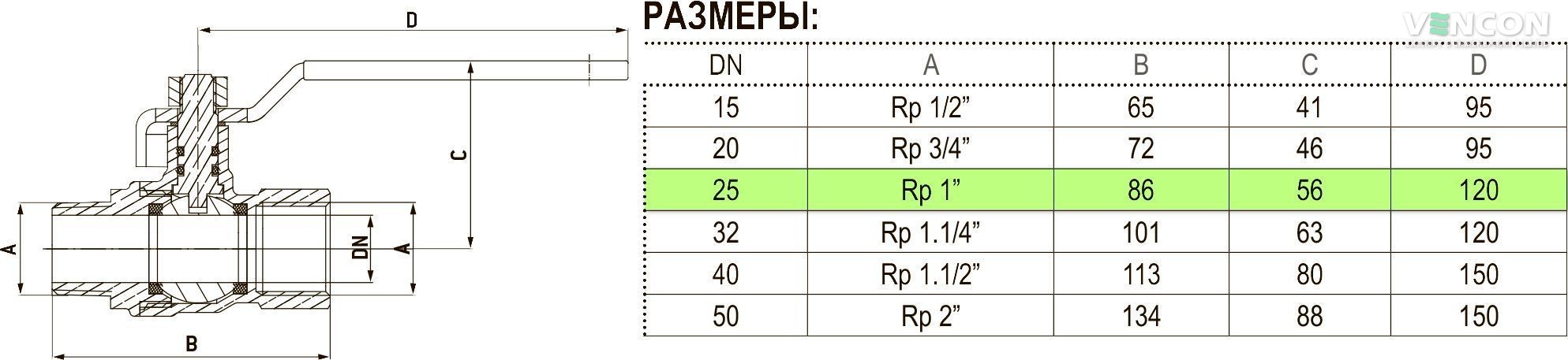 Кран Bonomi 795501 1" (79550108) ціна 551 грн - фотографія 2