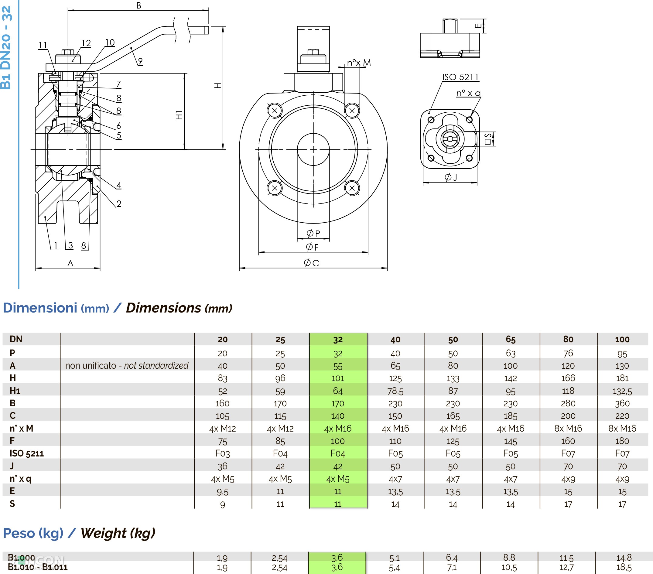 Кран Brandoni B1 1 1/4" (B1.000I032L16CN) ціна 5410 грн - фотографія 2