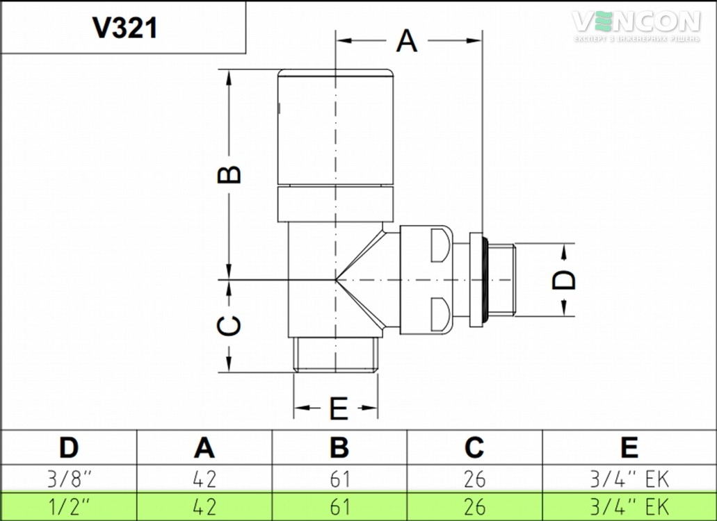 Кран Carlo Poletti 1/2"×24-19мм (V32110B) ціна 2792 грн - фотографія 2