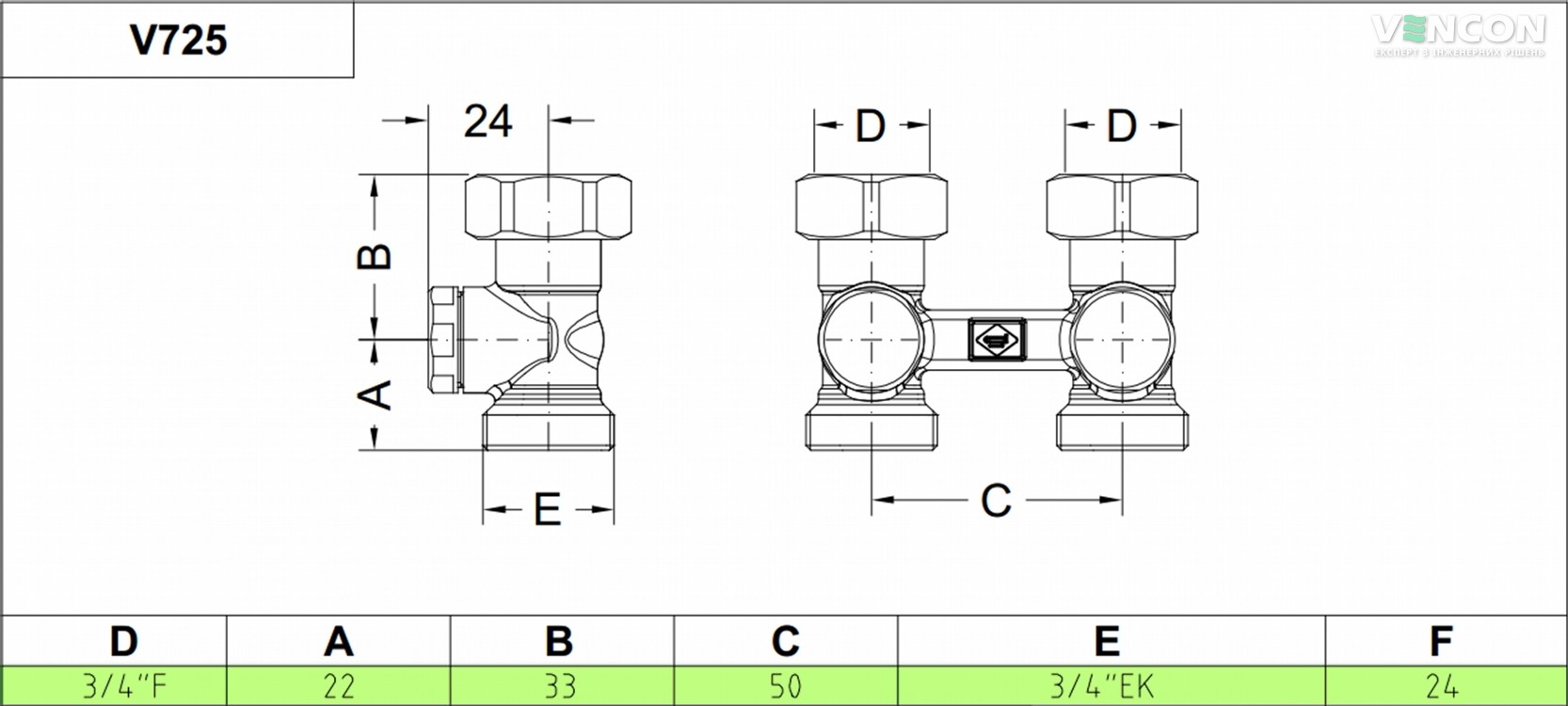 Кран Carlo Poletti 3/4"×3/4" (V72512CB) цена 2066 грн - фотография 2