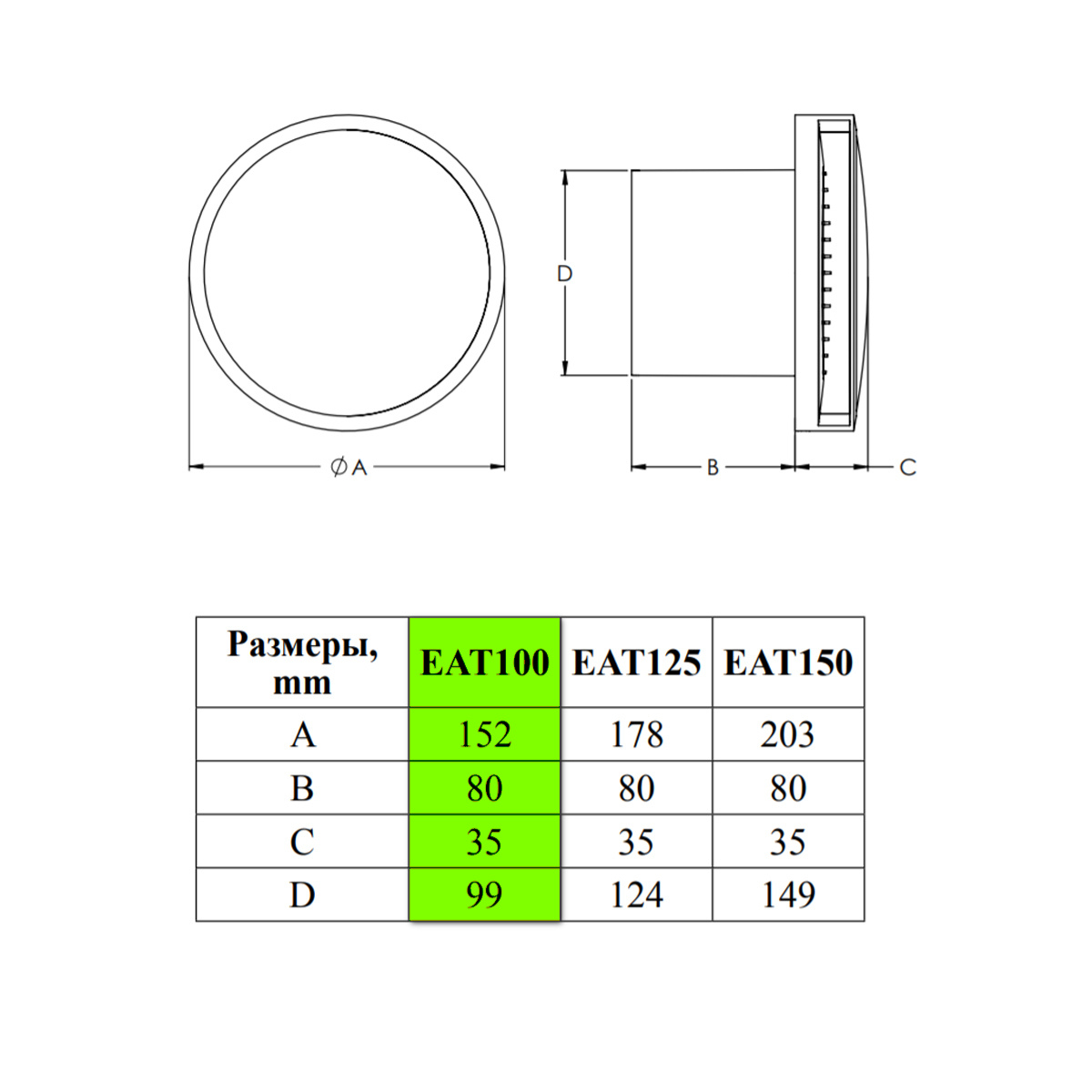 Europlast EAT100G Габаритные размеры