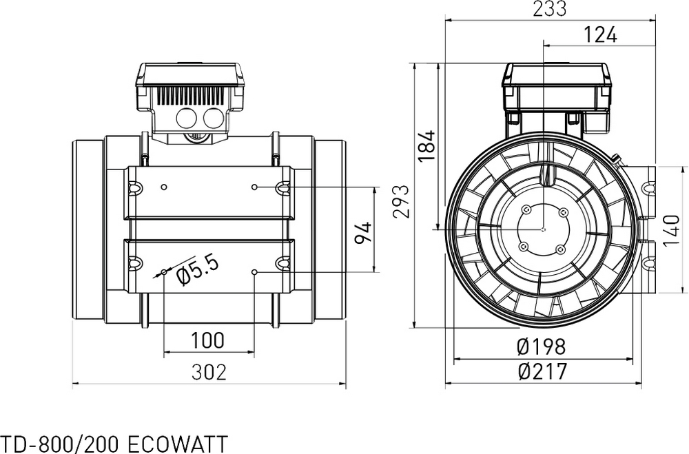 Soler&Palau TD-800/200 Ecowatt Габаритні розміри