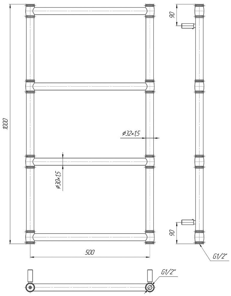 Mario Прованс 1000х542/500 без окрашивания (1.2.6301.03.P) Габаритные размеры