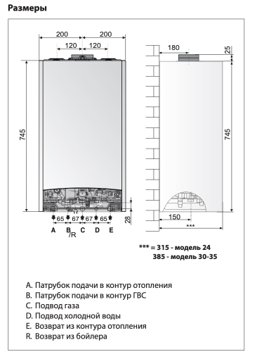 Ariston Genus One 30 Габаритні розміри