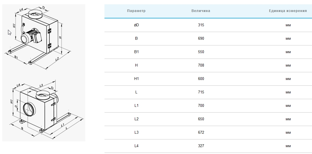 Вентс КСК 315 2Е Габаритные размеры