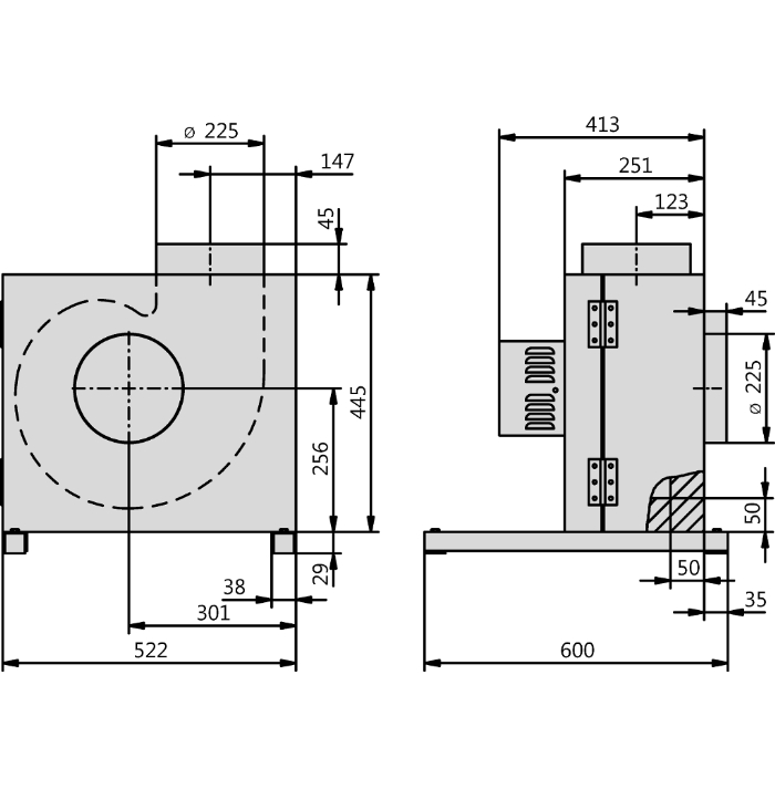 Rosenberg KBA E 225-4 Габаритные размеры