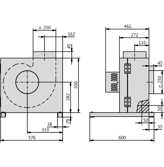 Rosenberg KBA D 250-4-4 Габаритные размеры