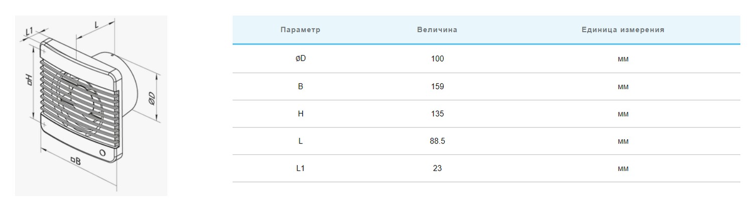 Вентс 100 МВ (блистер) Габаритные размеры