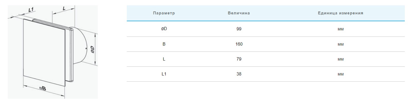 Вентс 100 Солід К Л чорний сапфір Габаритні розміри