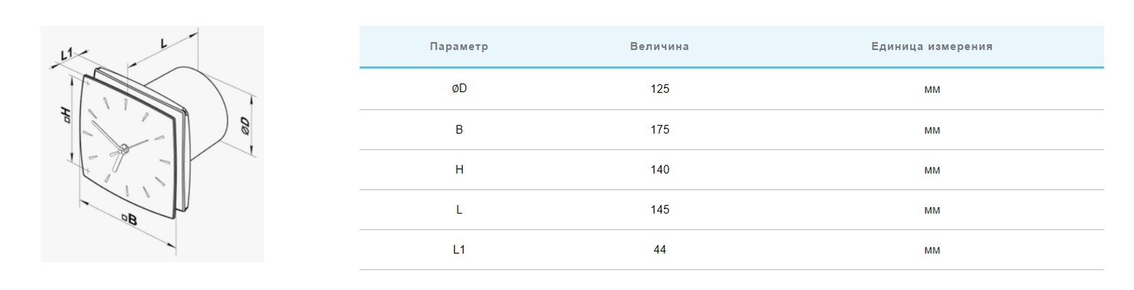 Вентс 125 ЛД Фреш Тайм р Габаритные размеры