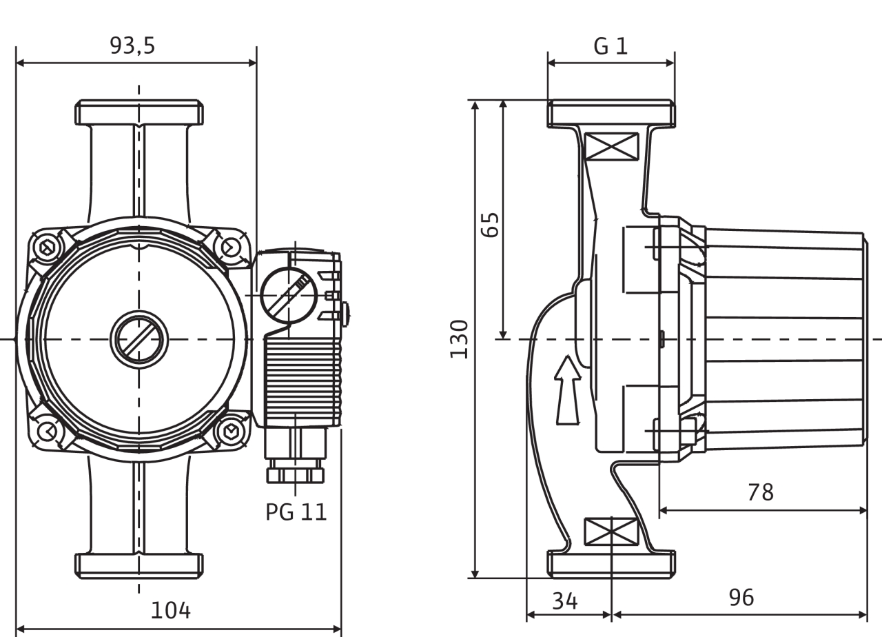 Wilo Star-RS 15/4-130 (4063802) Габаритные размеры