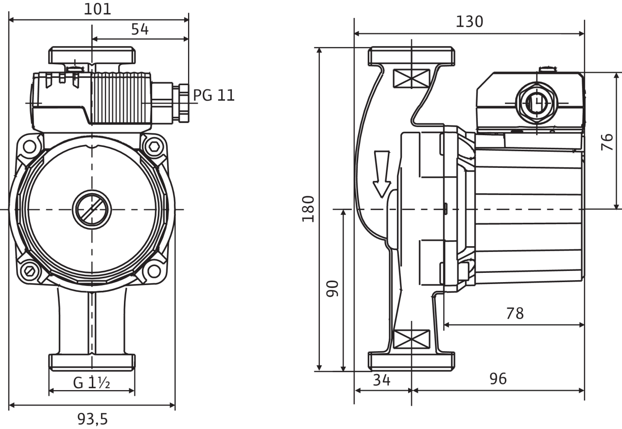 Wilo Star-Z 25/2 DM (4037124) Габаритні розміри