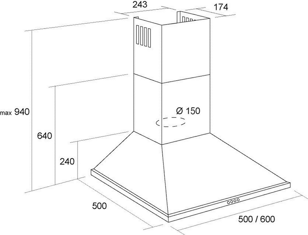 Pyramida KH 60 (1000) BL Габаритные размеры