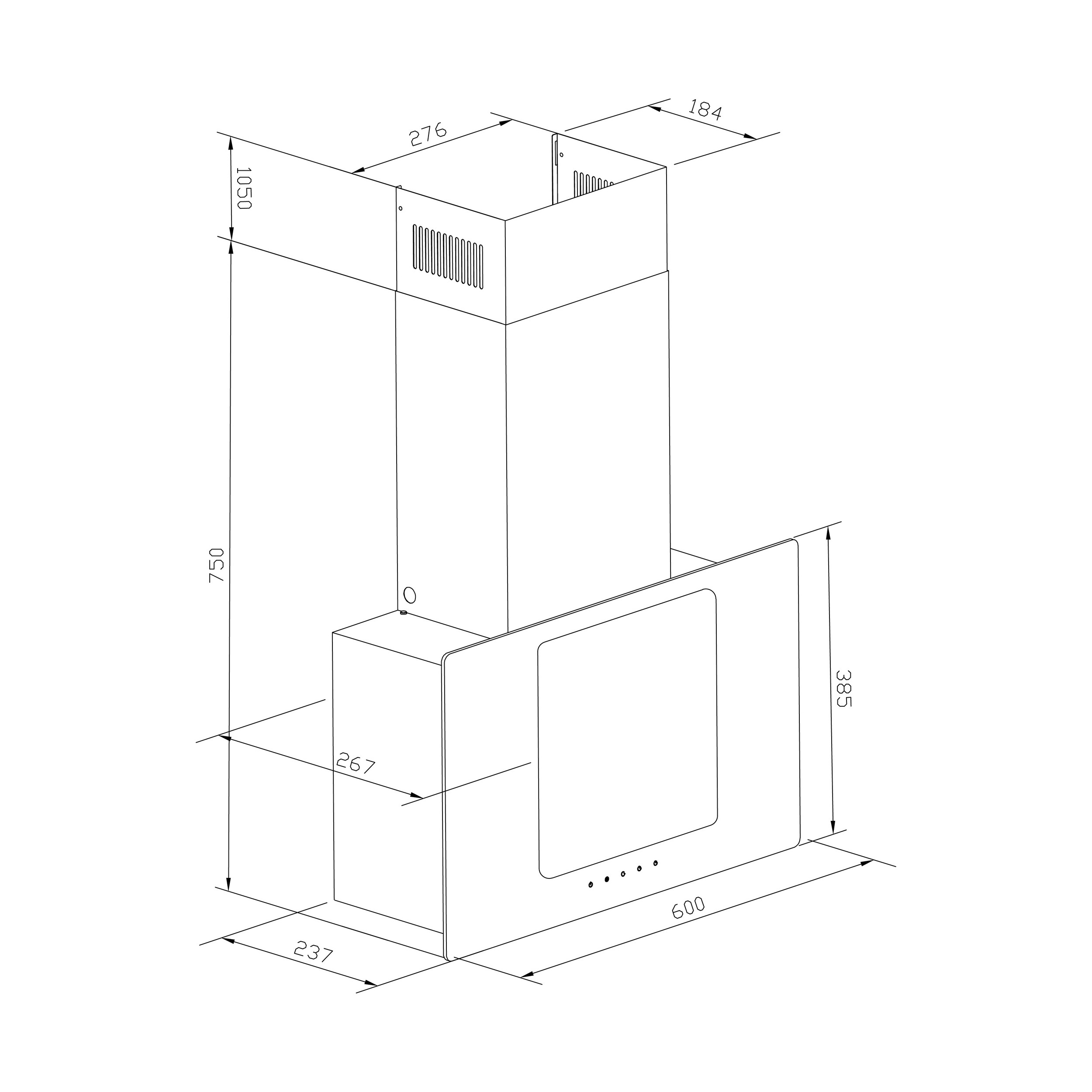 Pyramida VF1-60 BL Габаритні розміри