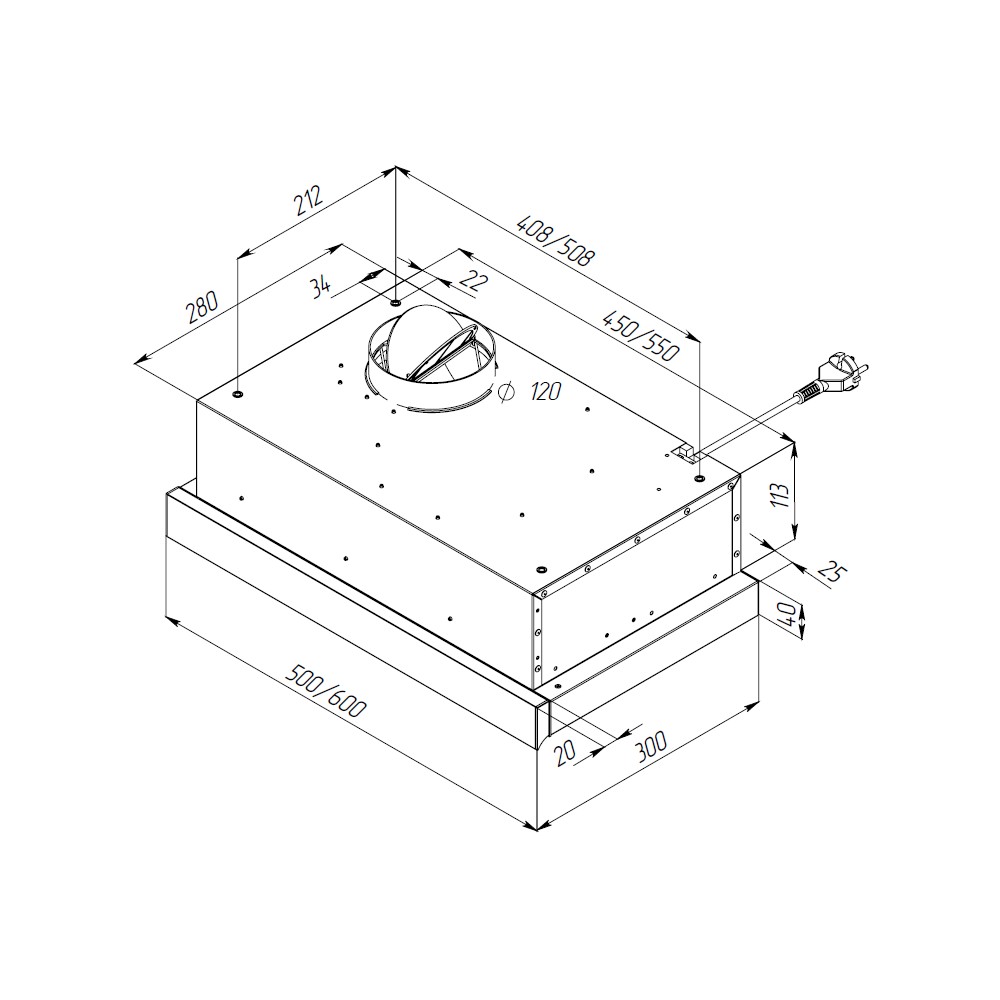 Pyramida TL 50 SLIM IX Габаритні розміри