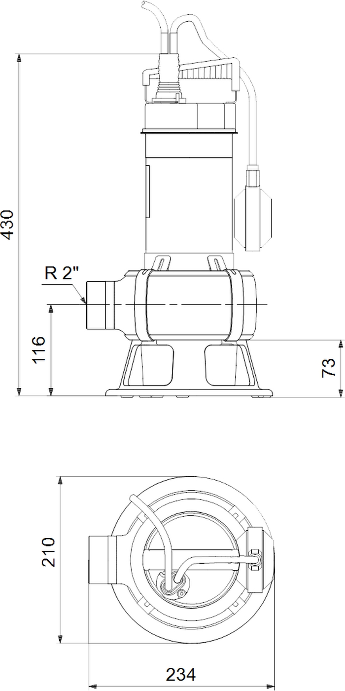 Grundfos Unilift AP35B.50.06.A1.V (96468356) Габаритные размеры