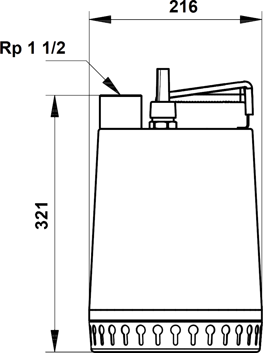 Grundfos Unilift AP12.40.06.1 (96001720) Габаритные размеры