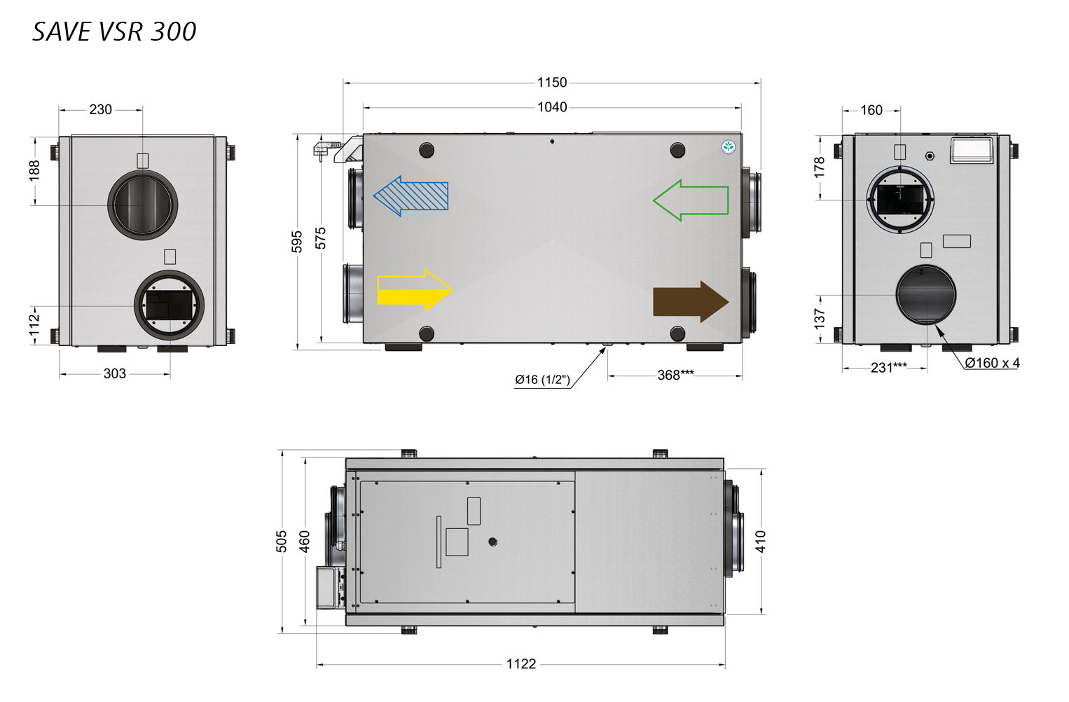 Systemair SAVE VSR 300 Габаритные размеры