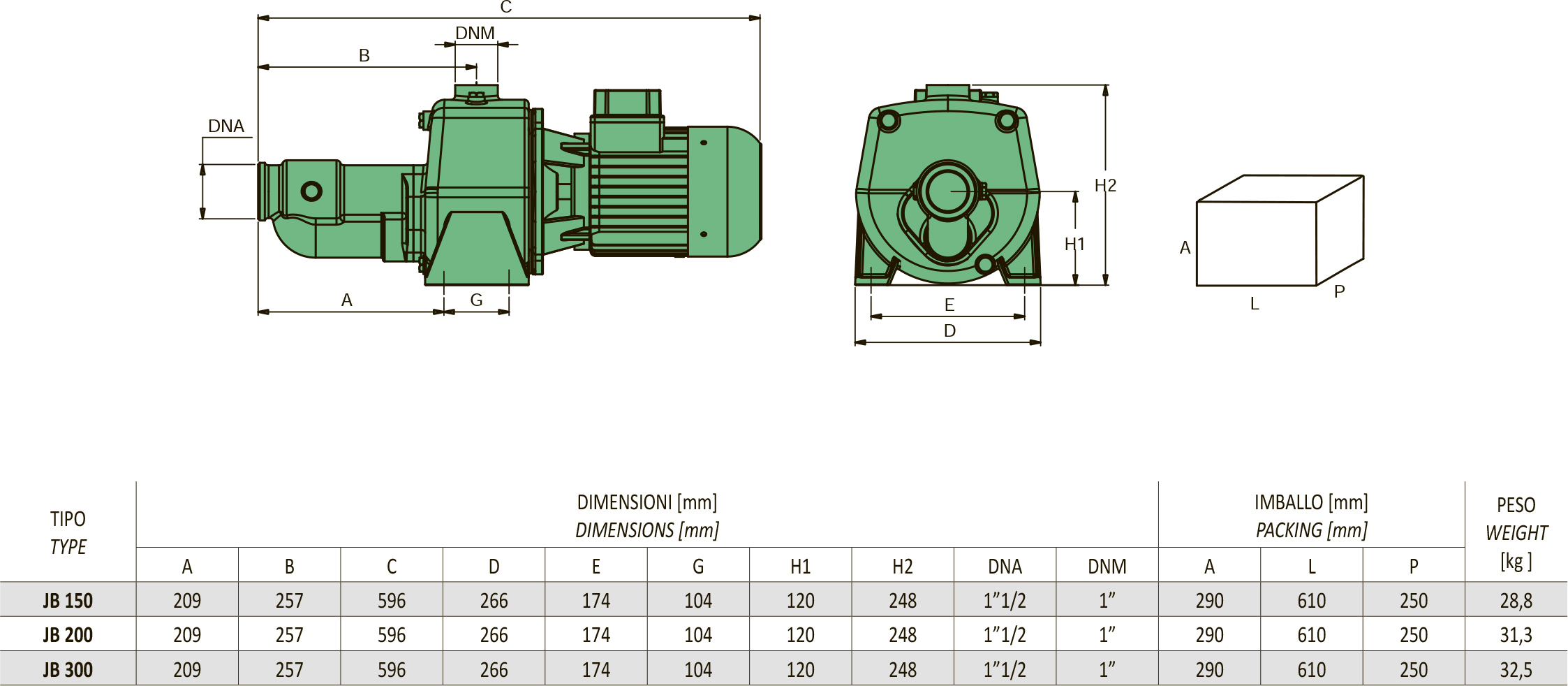 Sea-Land JB 150 T (150152000) Габаритные размеры