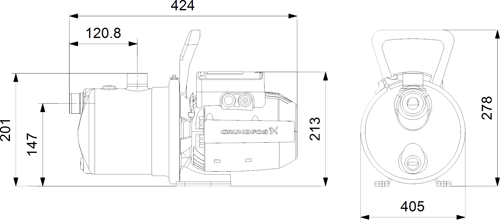 Grundfos JP 4-54 (99458768) Габаритні розміри