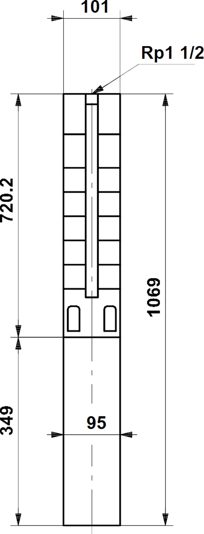 Grundfos SP5A-25 (05001K25) Габаритні розміри