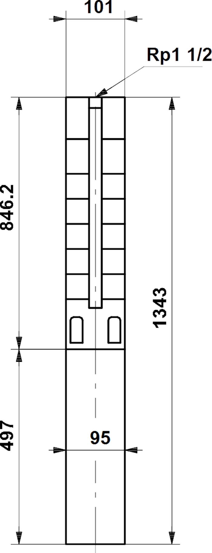 Grundfos SP5A-33 (05001K33) Габаритні розміри