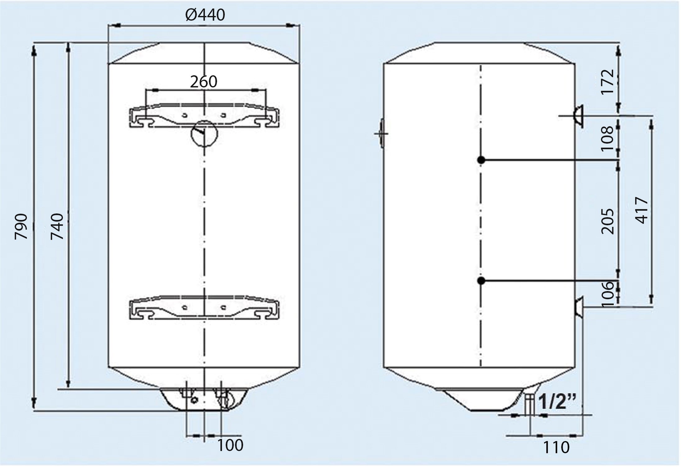 Leov LCV Comby 80 l Габаритні розміри