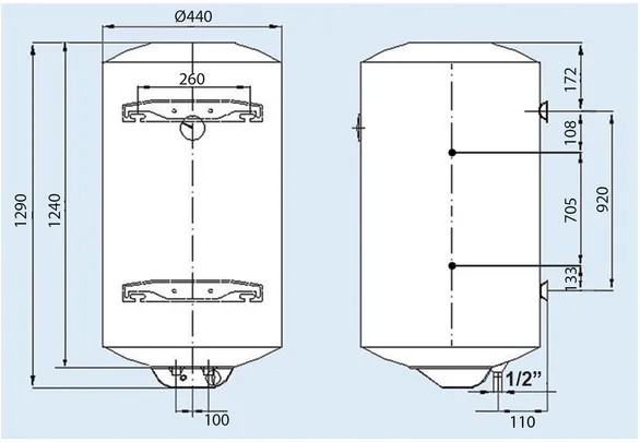 Leov LCV Comby 150 l Габаритні розміри