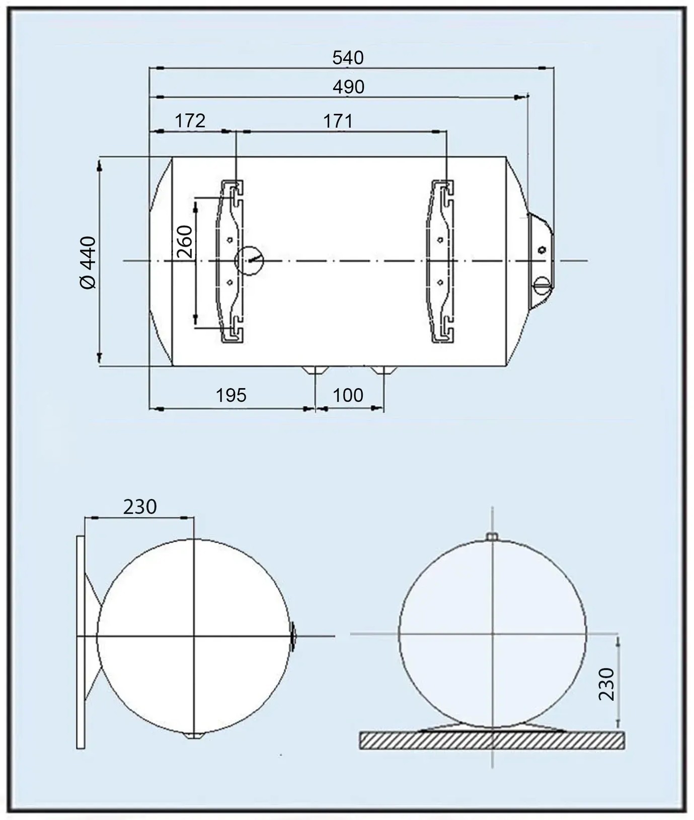 Leov LH 50 l Габаритные размеры