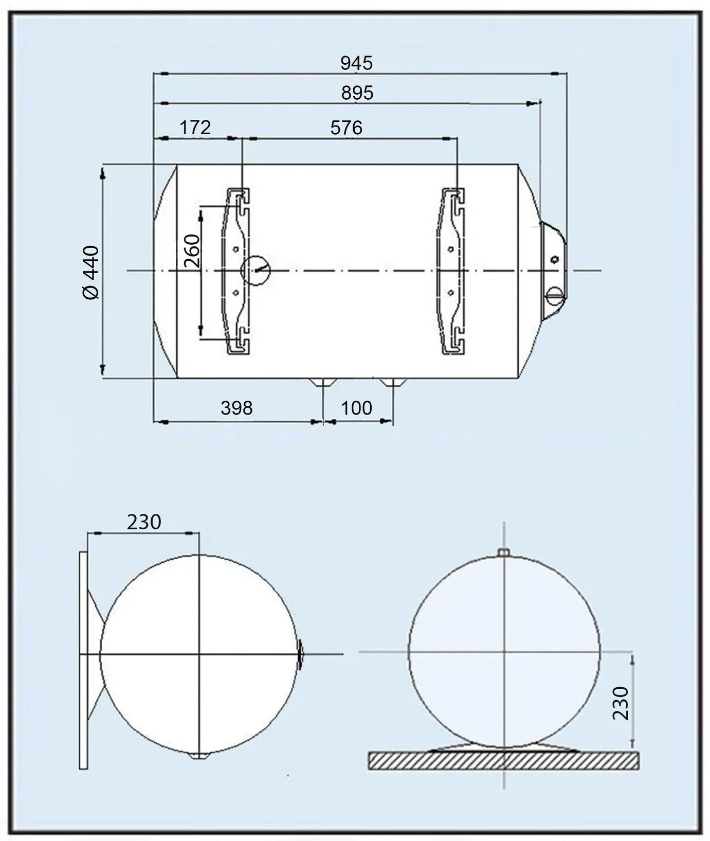Leov LH Dry 100 l Габаритные размеры