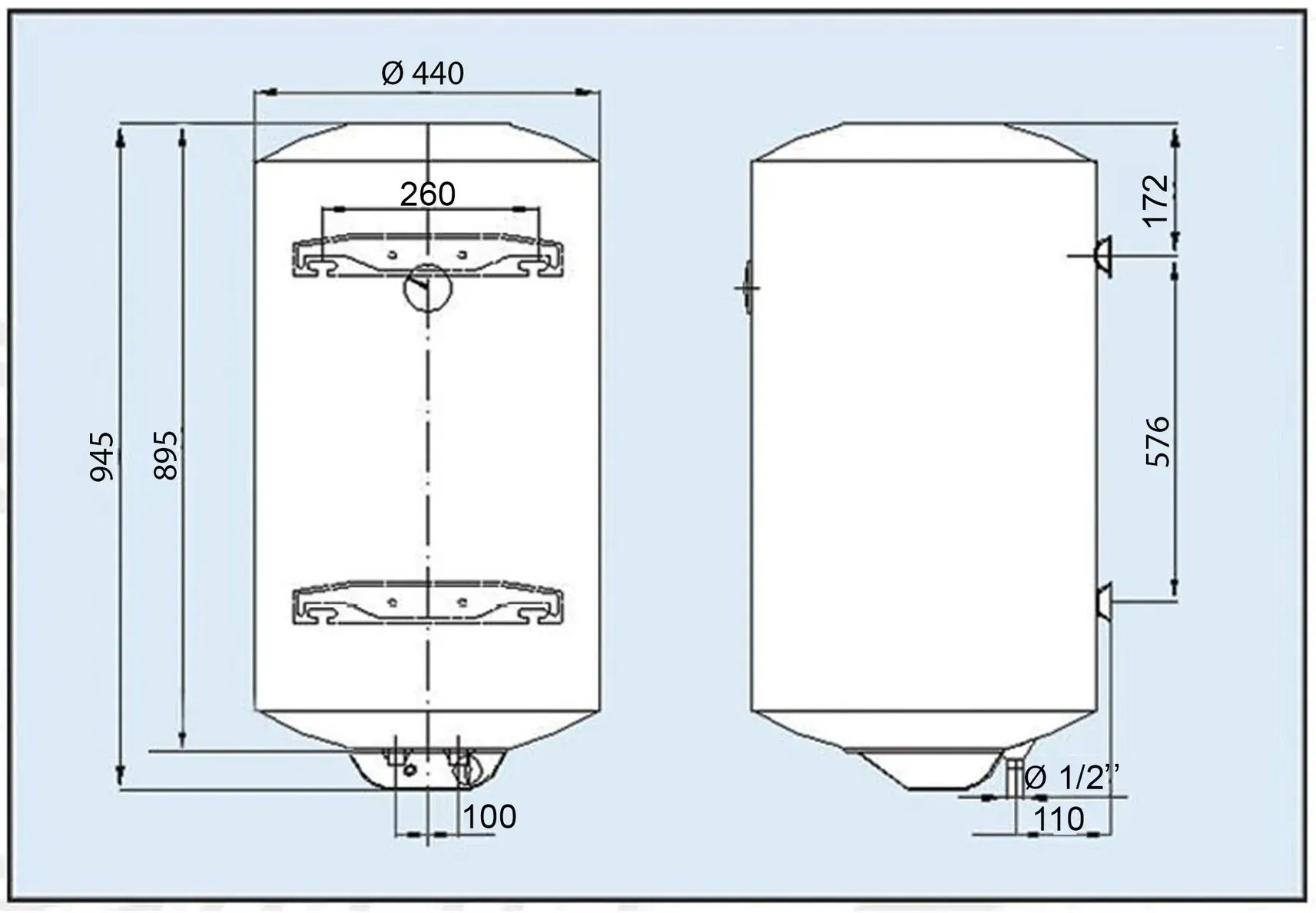 Leov LV Dry 100 l Габаритні розміри