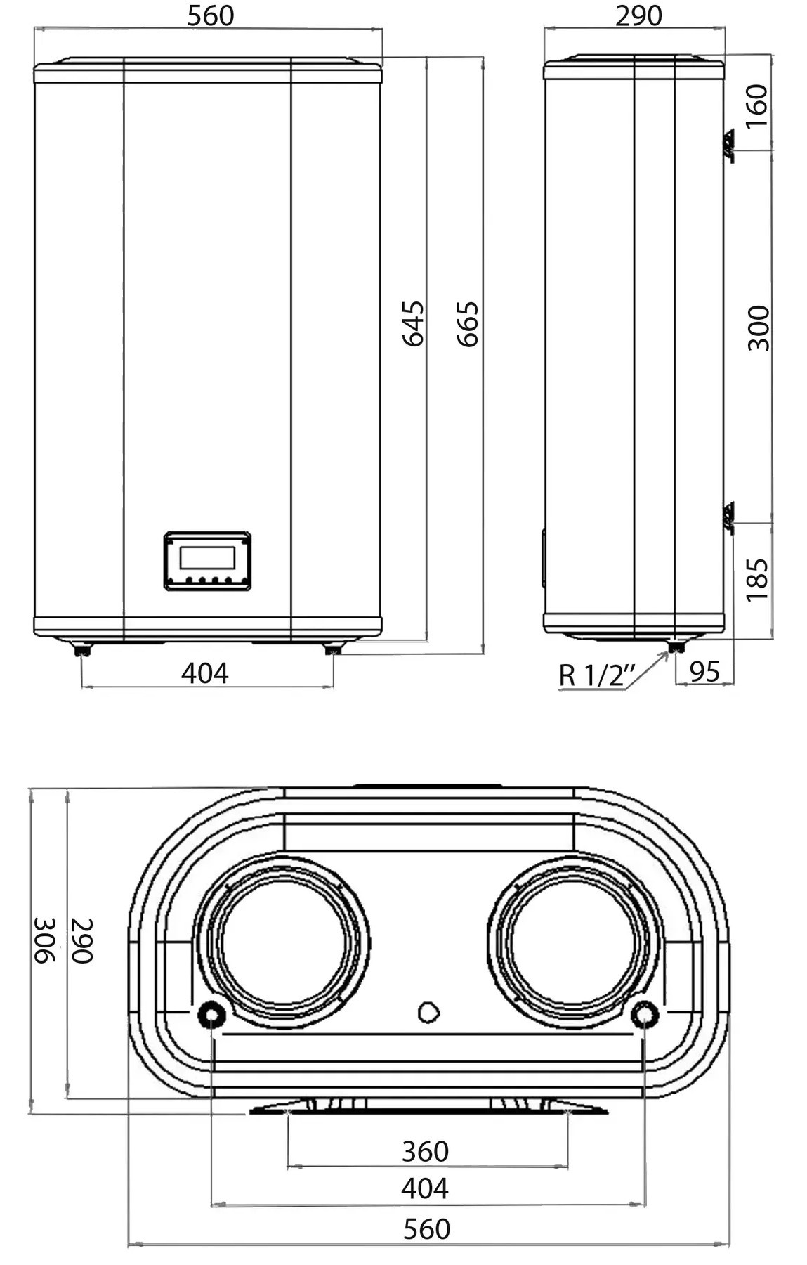 Leov LV Flat MR 50 l Габаритні розміри