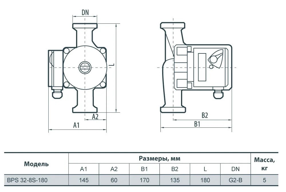 Насосы+Оборудование BPS 32-8S-180 Габаритные размеры