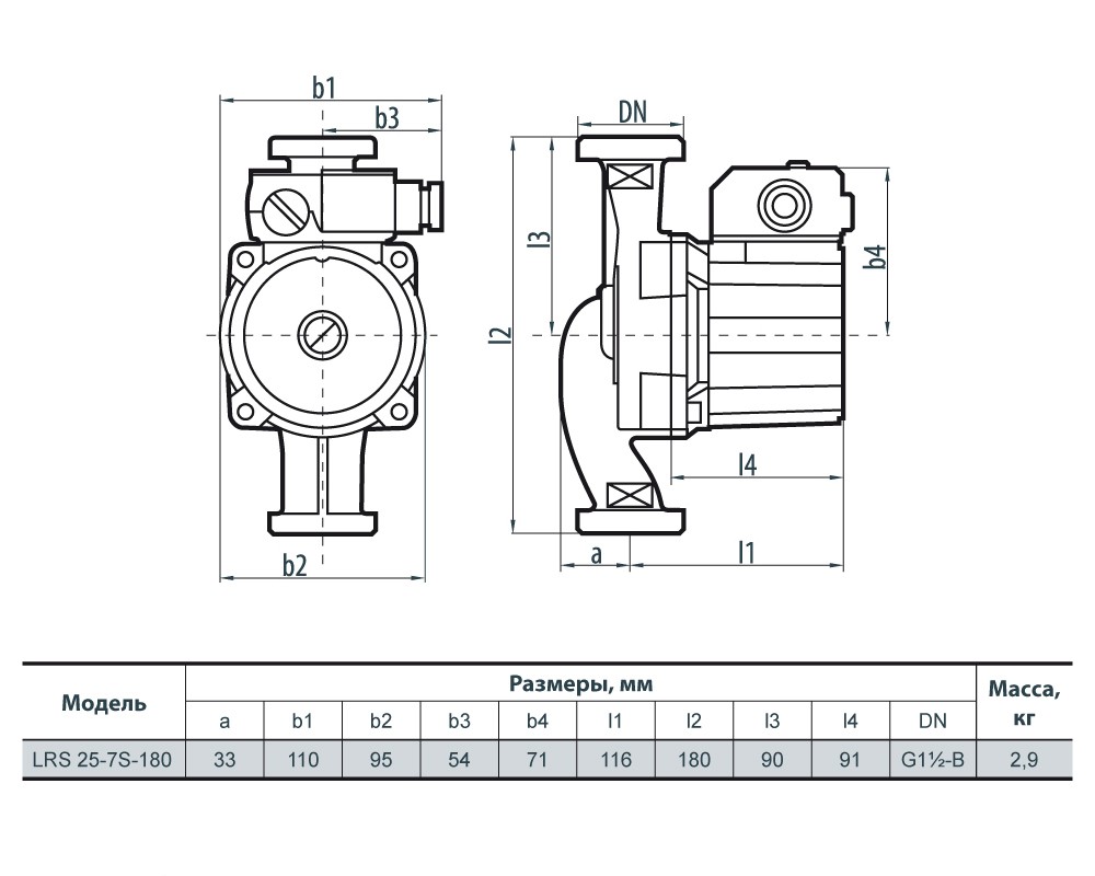 Sprut LRS 25-7S-180 Габаритные размеры