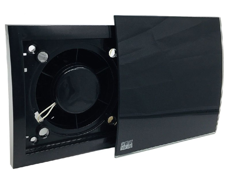 Черный вытяжной вентилятор MMotors ММ-Р 06 стекло овал, 105 м3/ч (черный матовый)