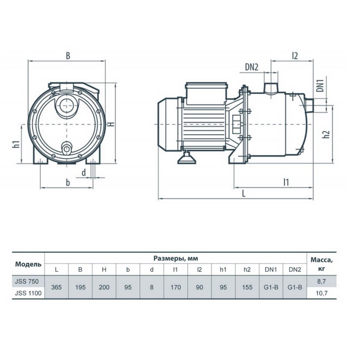 Sprut JSS 1100 Габаритные размеры