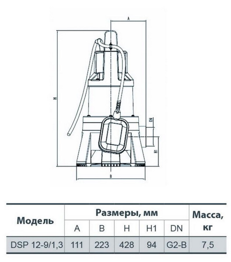 Насоси+Обладнання DSP 12-9/1,3 Габаритні розміри