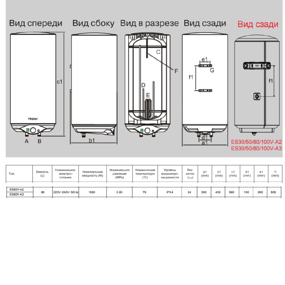 Водонагрівач Haier ES80V-A3 характеристики - фотографія 7