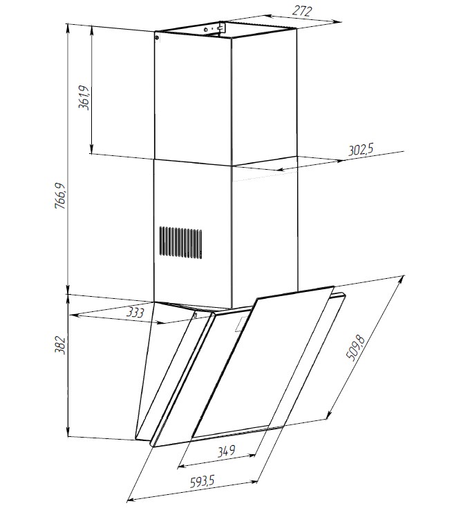 Кухонна витяжка Pyramida NR-MV 60 (1000) M BL зовнішній вигляд - фото 9