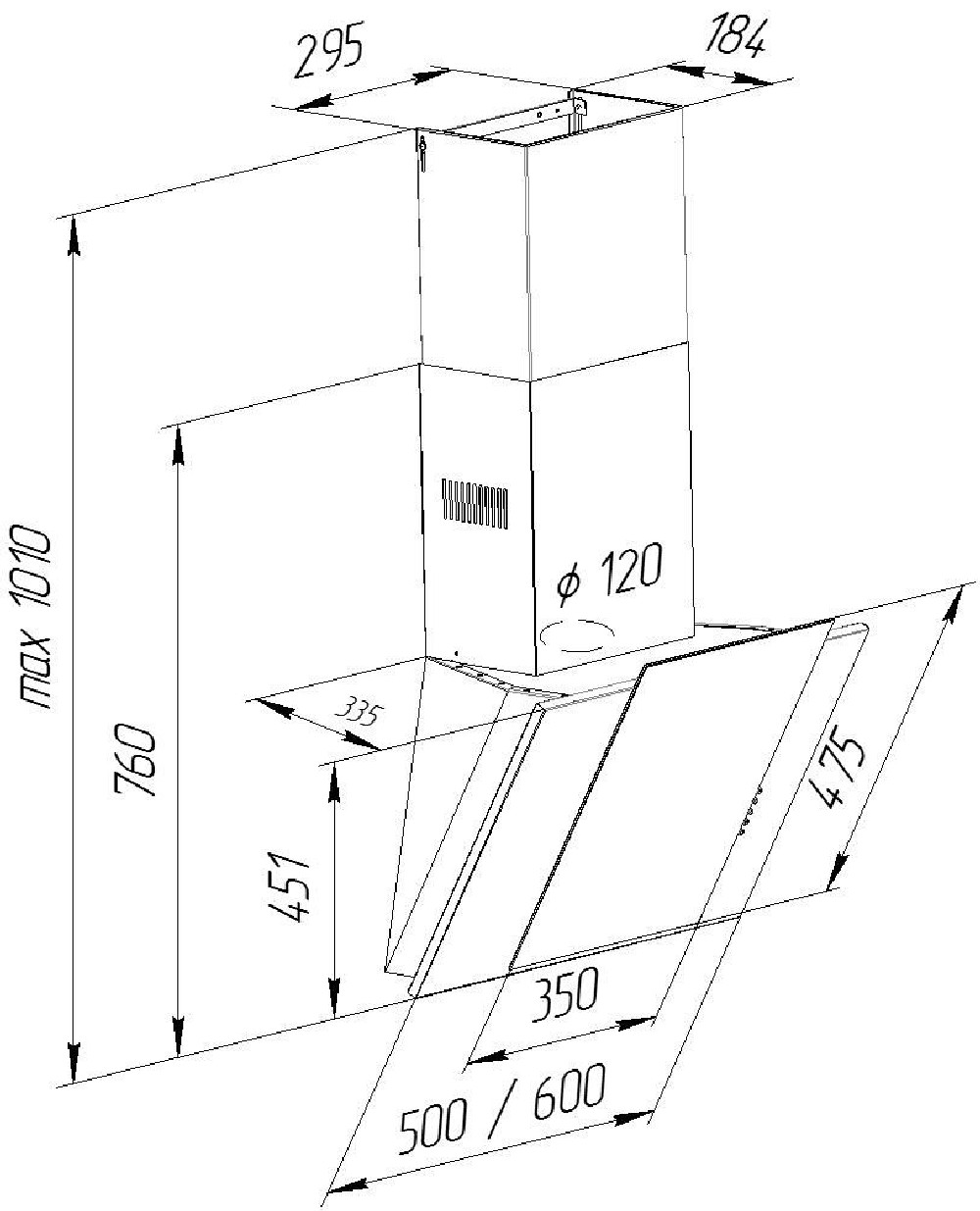 Pyramida NR-MV 60 SYE-26 WH Габаритні розміри