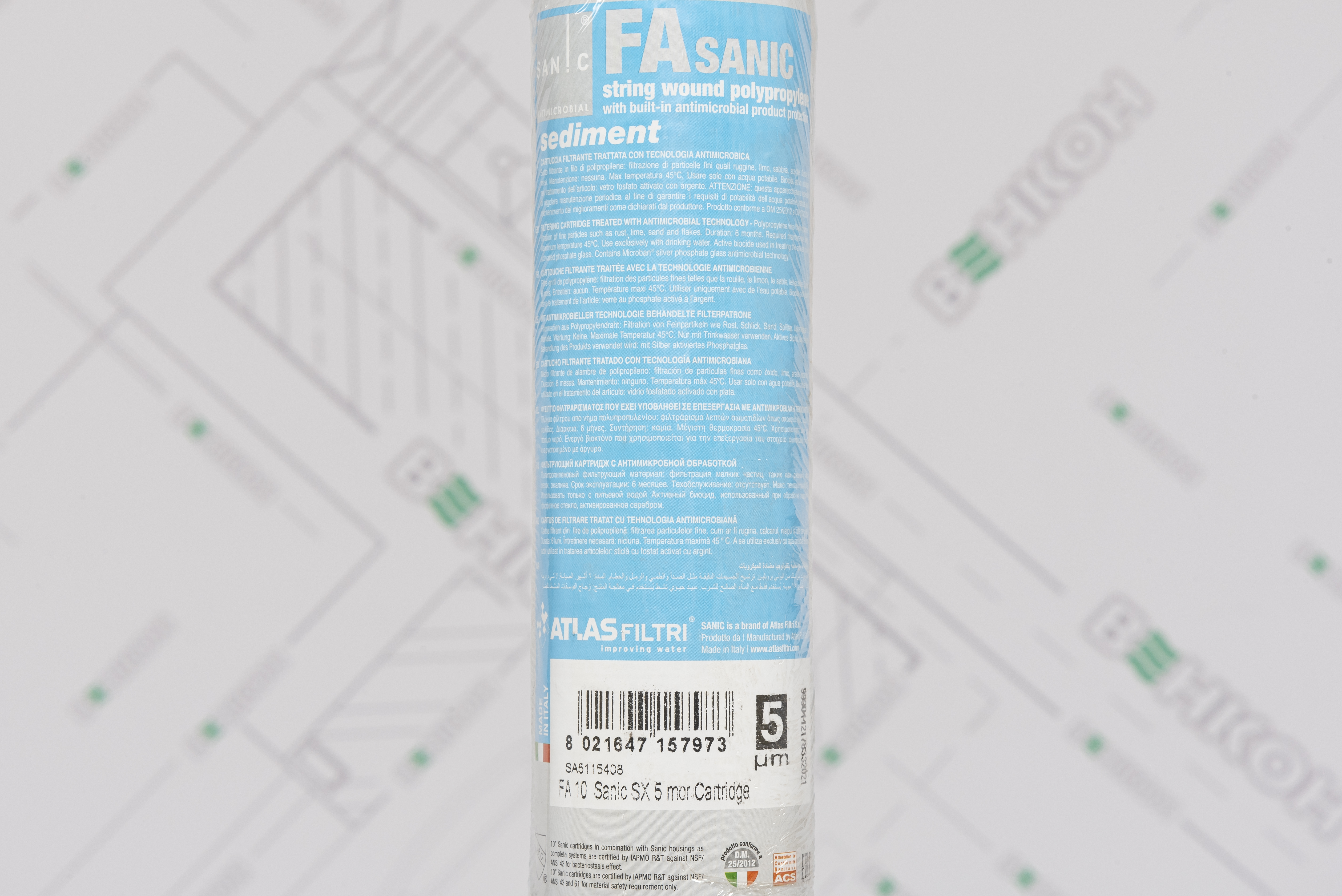 в продажу Картридж для фільтра Atlas Filtri FA 10" SANIC SX 5 mcr (SA5115408) (механіка)  - фото 3