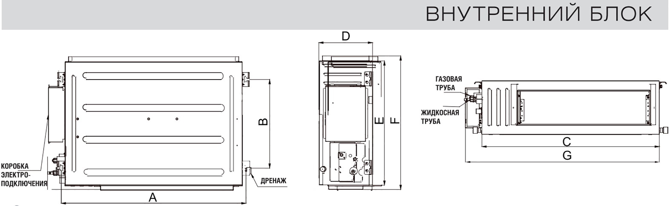 Cooper&Hunter CH-IDS035PNK/CH-IU035NK Габаритні розміри