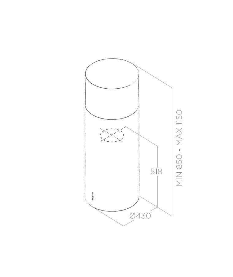 Elica Tube Pro Island BL MAT/A/43 Габаритные размеры