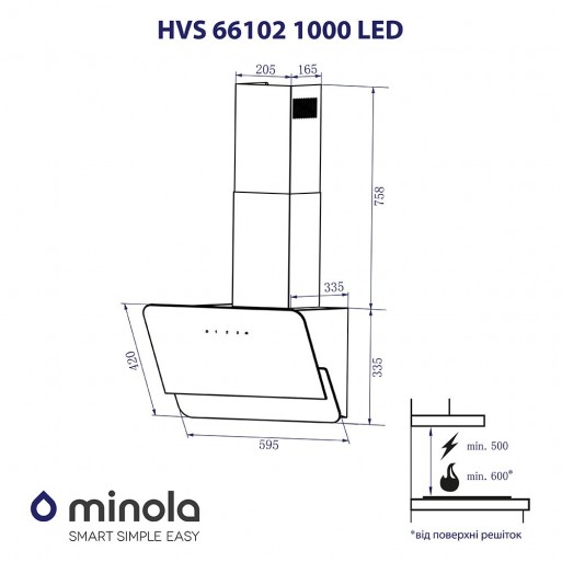 Minola HVS 66102 BL 1000 LED Габаритные размеры