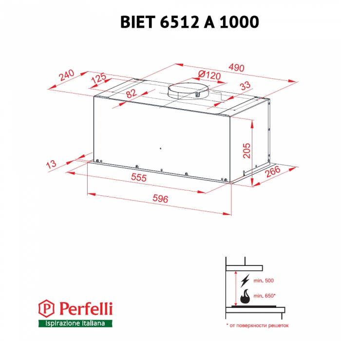Perfelli BIET 6512 A 1000 I LED Габаритные размеры