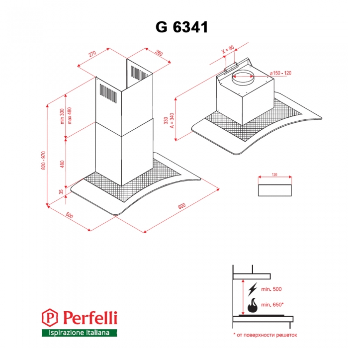 Perfelli G 6341 I Габаритні розміри