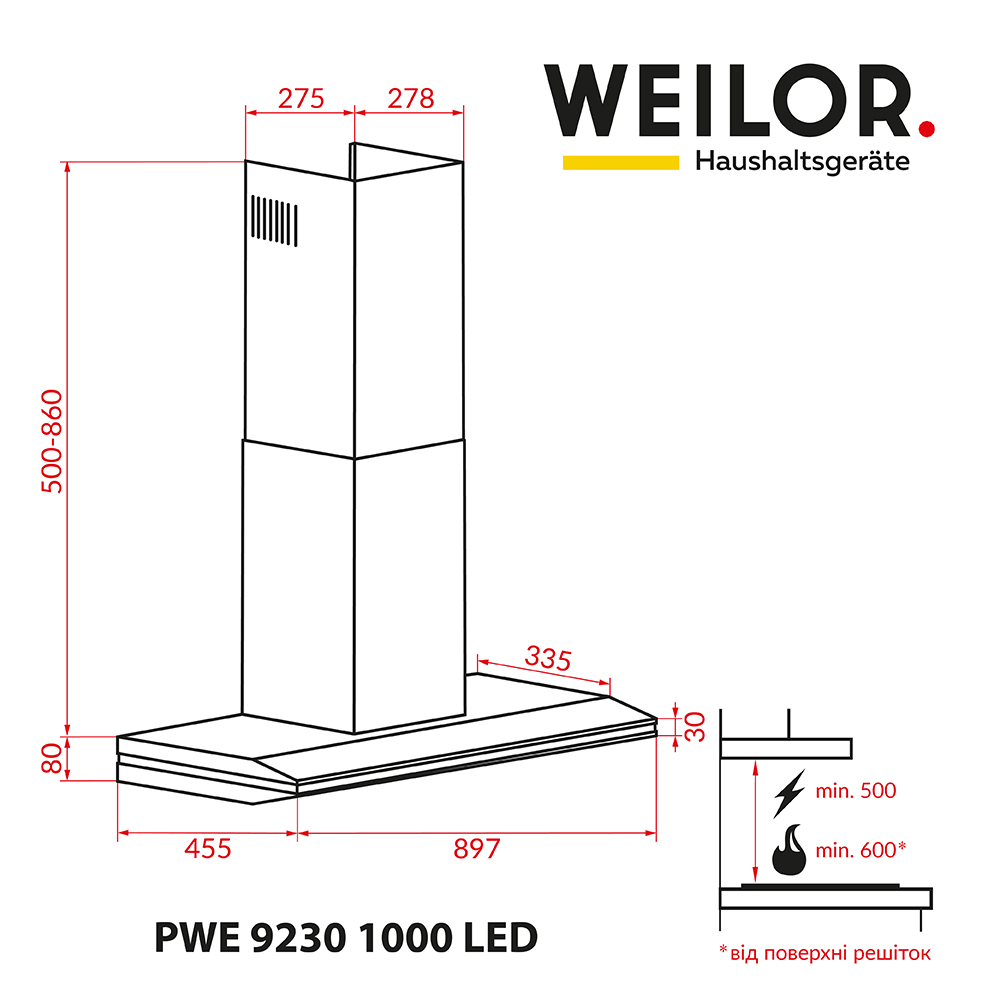 Weilor PWE 9230 SS 1000 LED Габаритні розміри